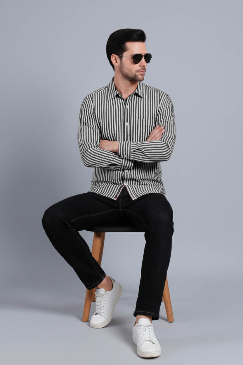 BLACK BROAD STRIPES SHIRT