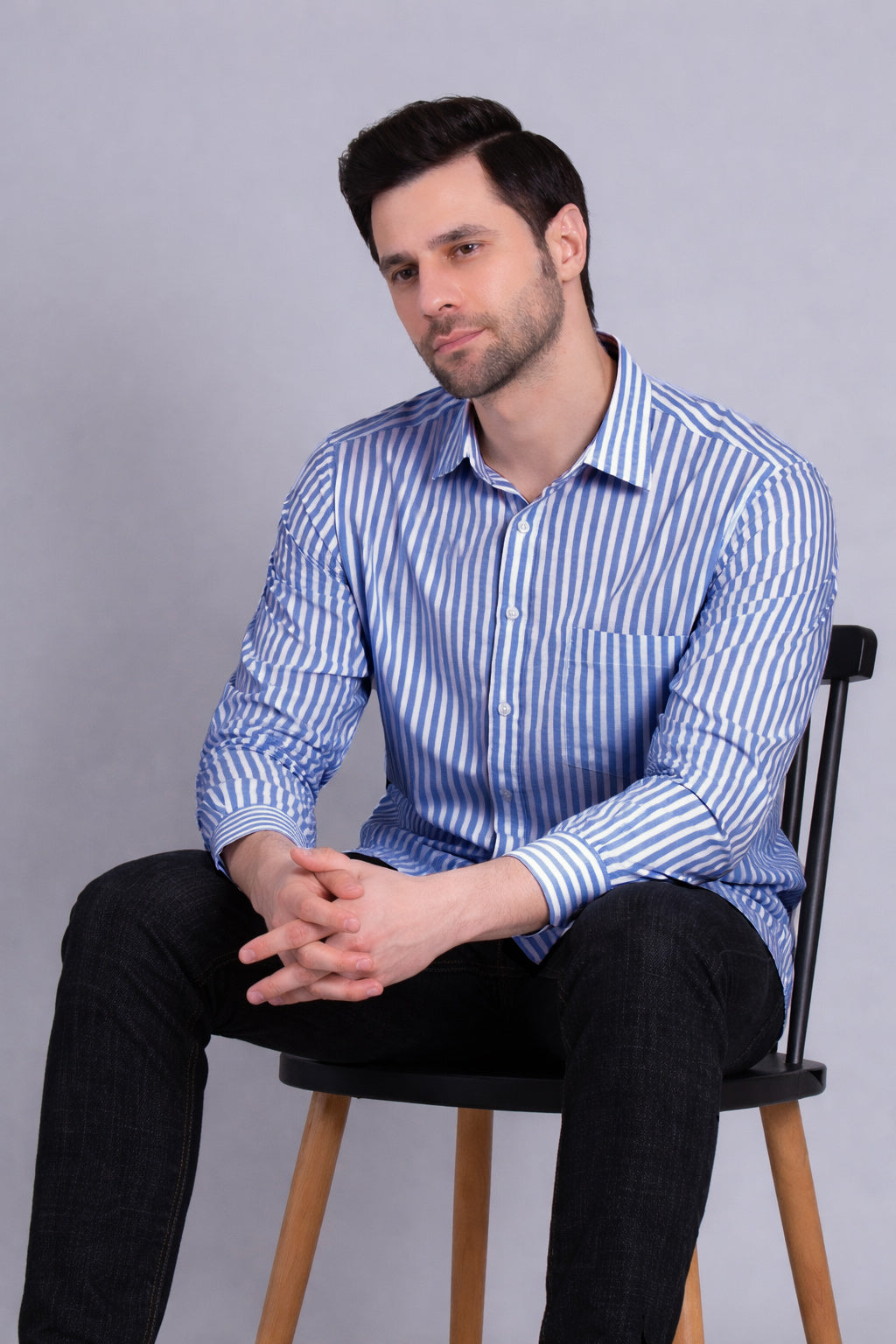 ROYAL BLUE BROAD STRIPES SHIRT