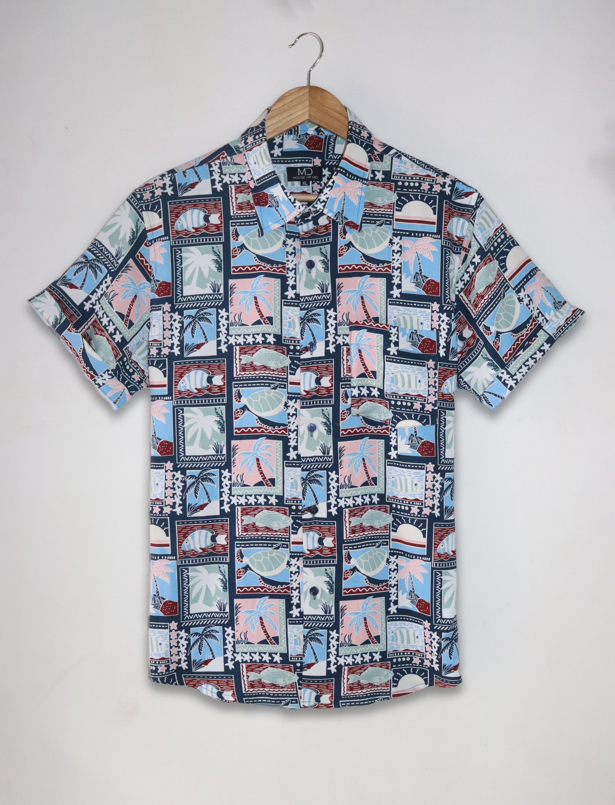 BEACH PRINT HALF SLEEVE SHIRT