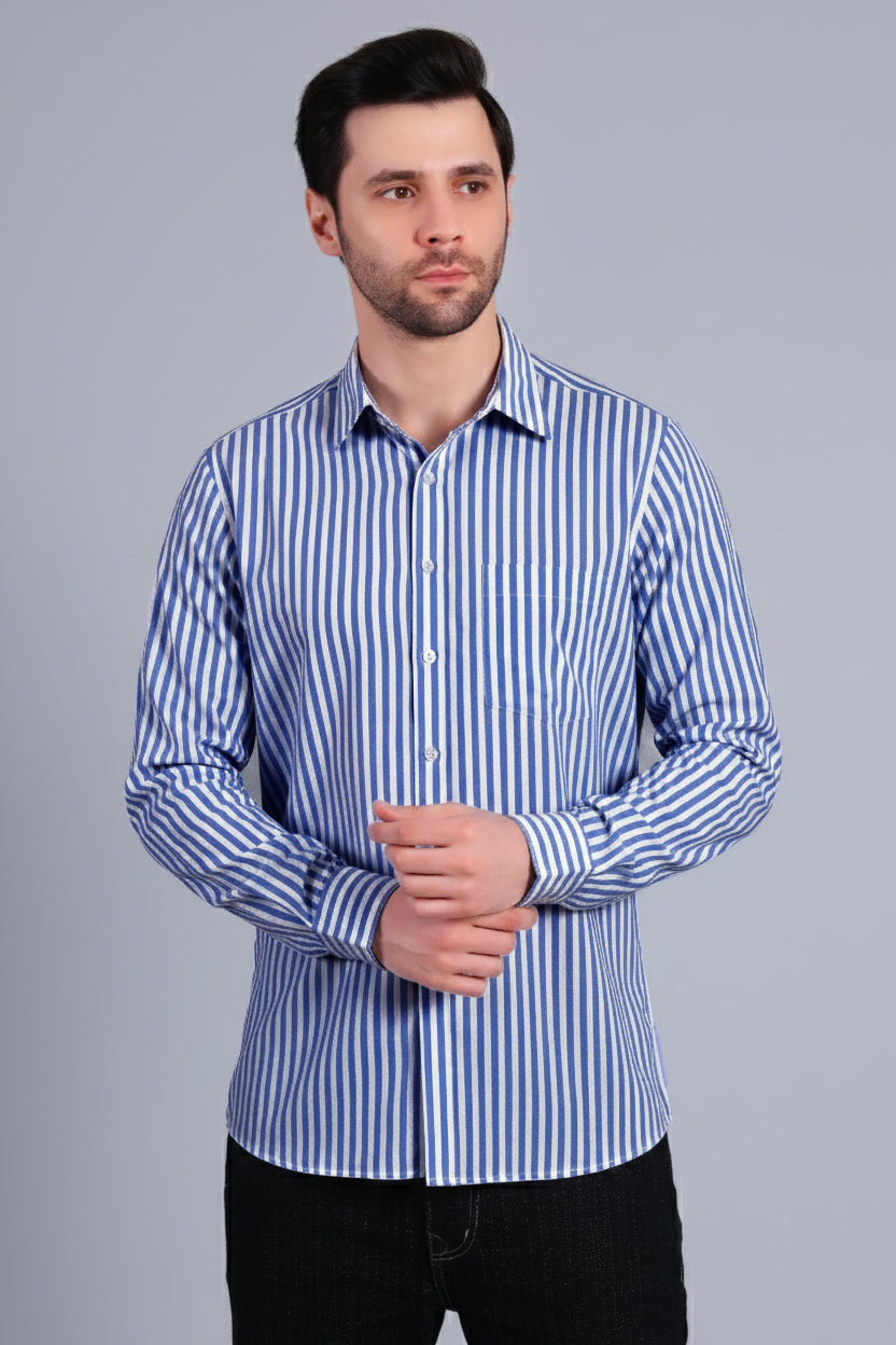 ROYAL BLUE BROAD STRIPES SHIRT