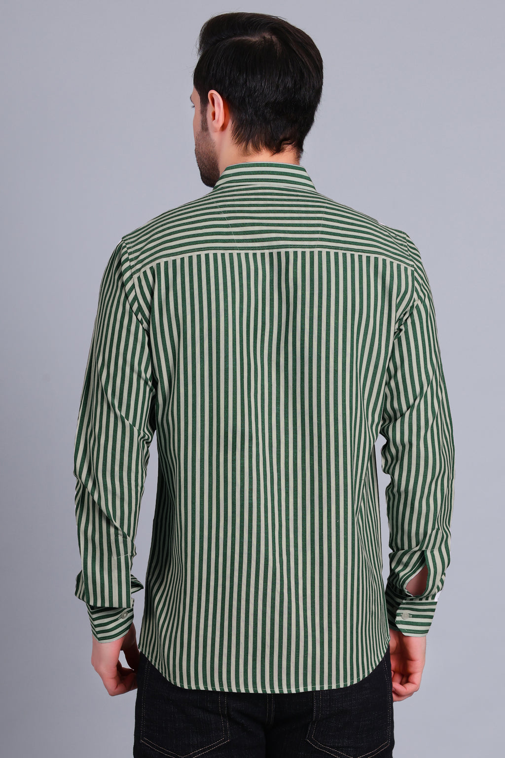 DARK GREEN BROAD STRIPES SHIRT