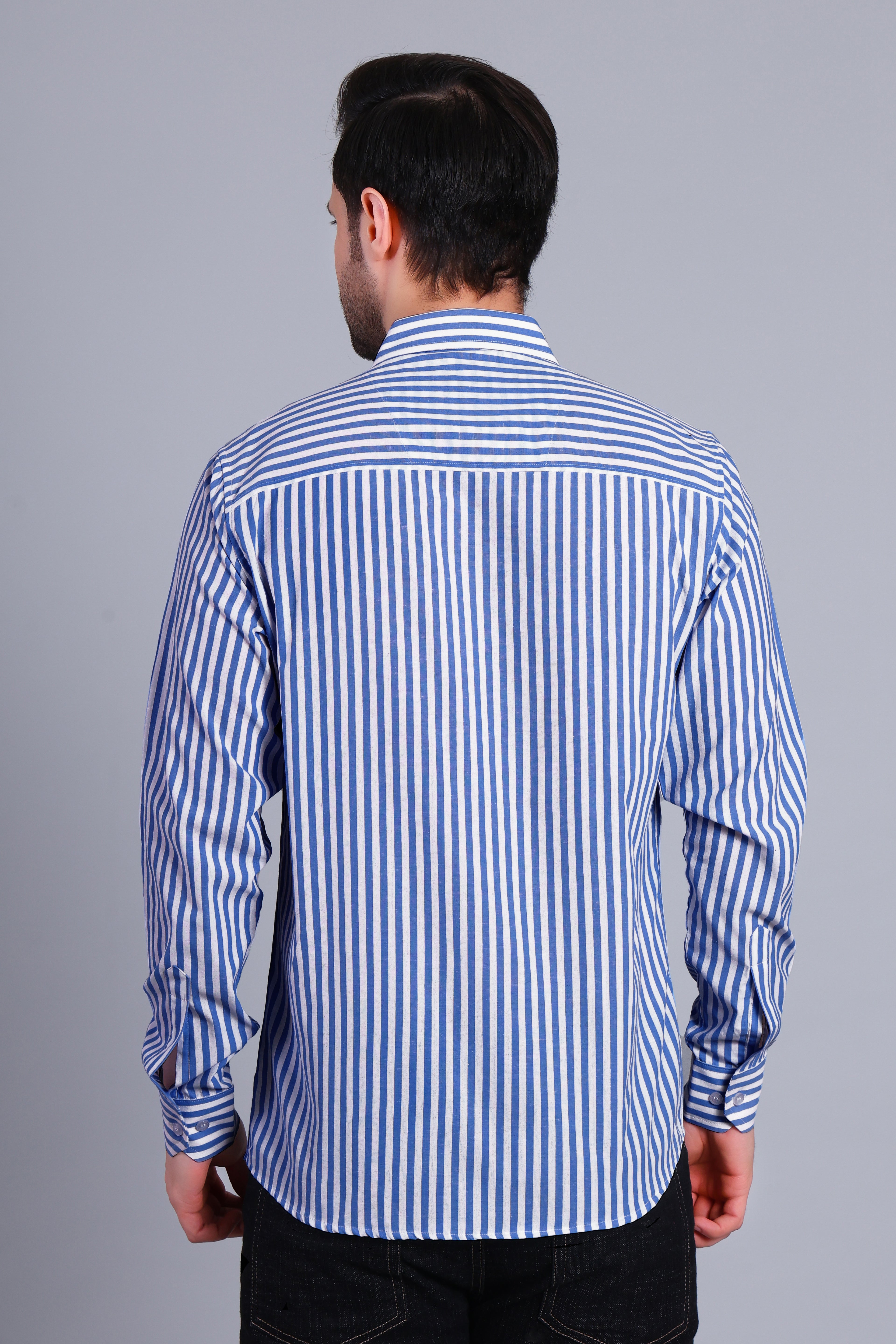 ROYAL BLUE BROAD STRIPES SHIRT