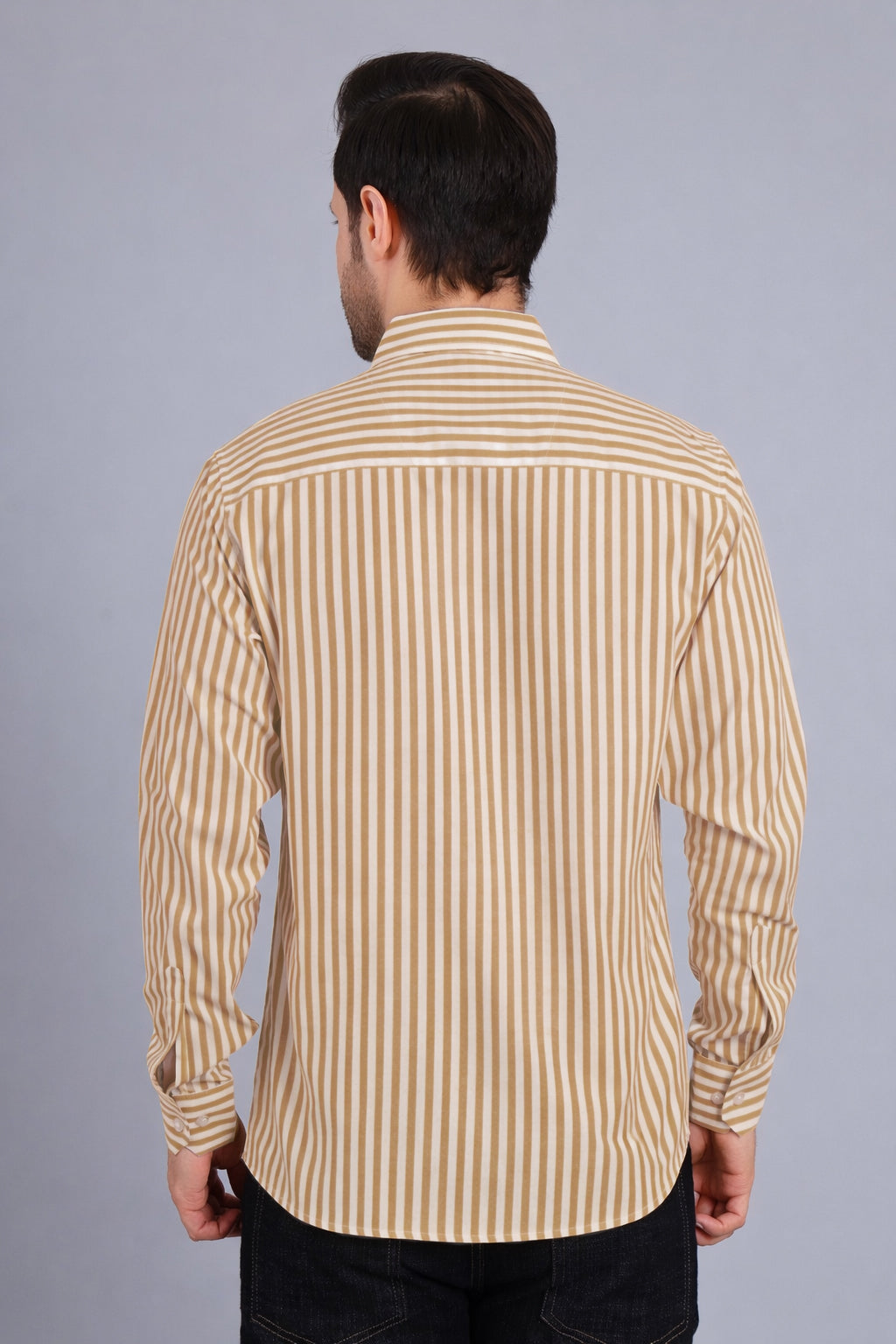 MUSTARD YELLOW BROAD STRIPES SHIRT