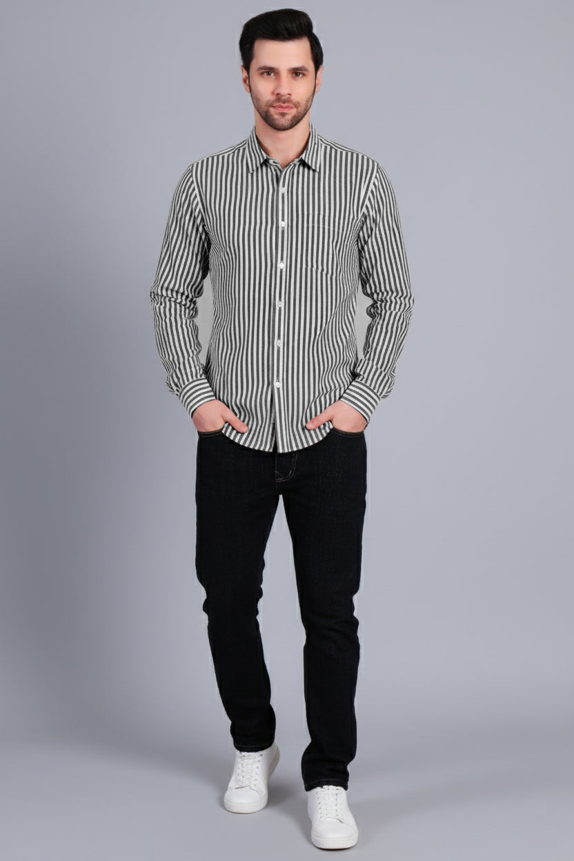 BLACK BROAD STRIPES SHIRT