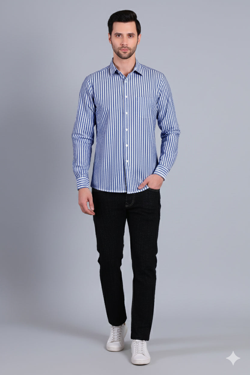ROYAL BLUE BROAD STRIPES SHIRT