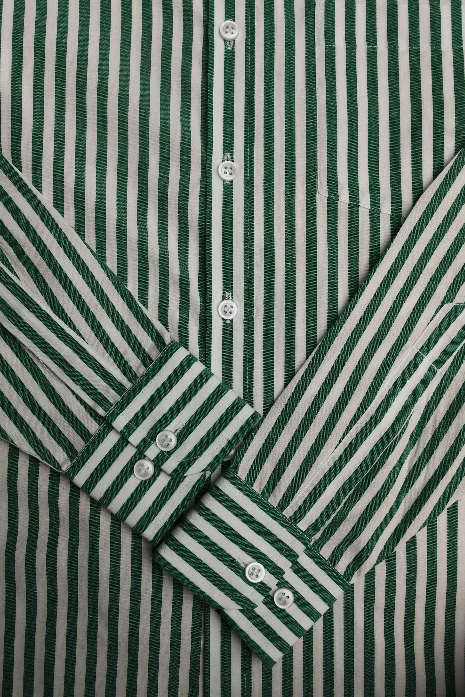 DARK GREEN BROAD STRIPES SHIRT