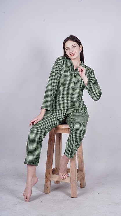 GREEN CHECKED NIGHT SUIT