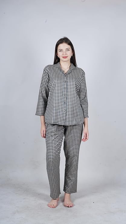 YELLOW CHECKED NIGHT SUIT