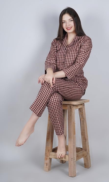 ORANGE CHECKED NIGHT SUIT