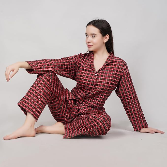 RED CHECKED NIGHT SUIT