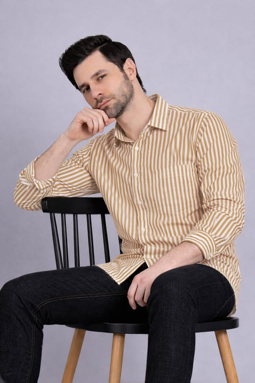 MUSTARD YELLOW BROAD STRIPES SHIRT