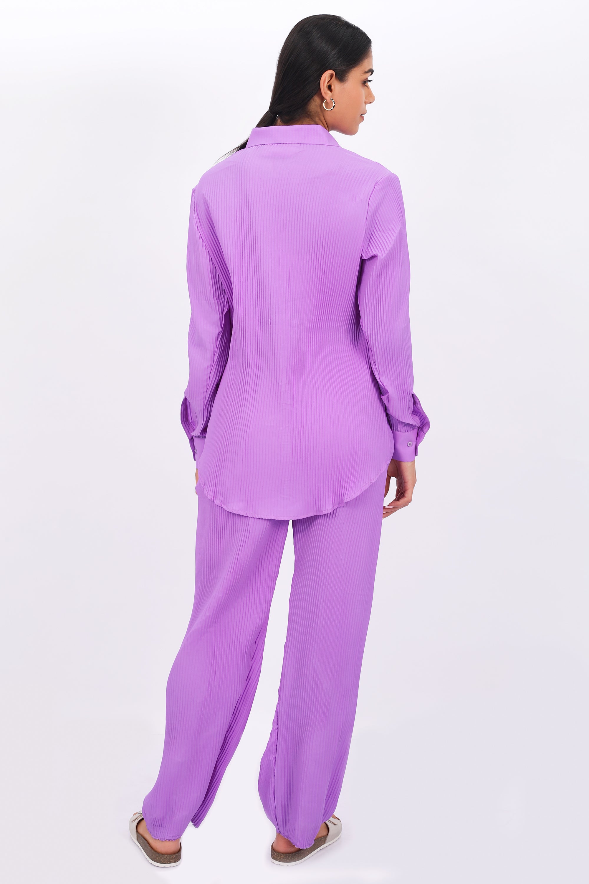 CO-ORD SET OF PLEATED FABRIC IN PURPLE