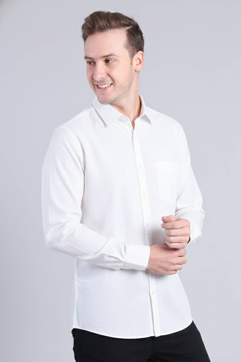 SOLID WHITE COTTON SHIRT