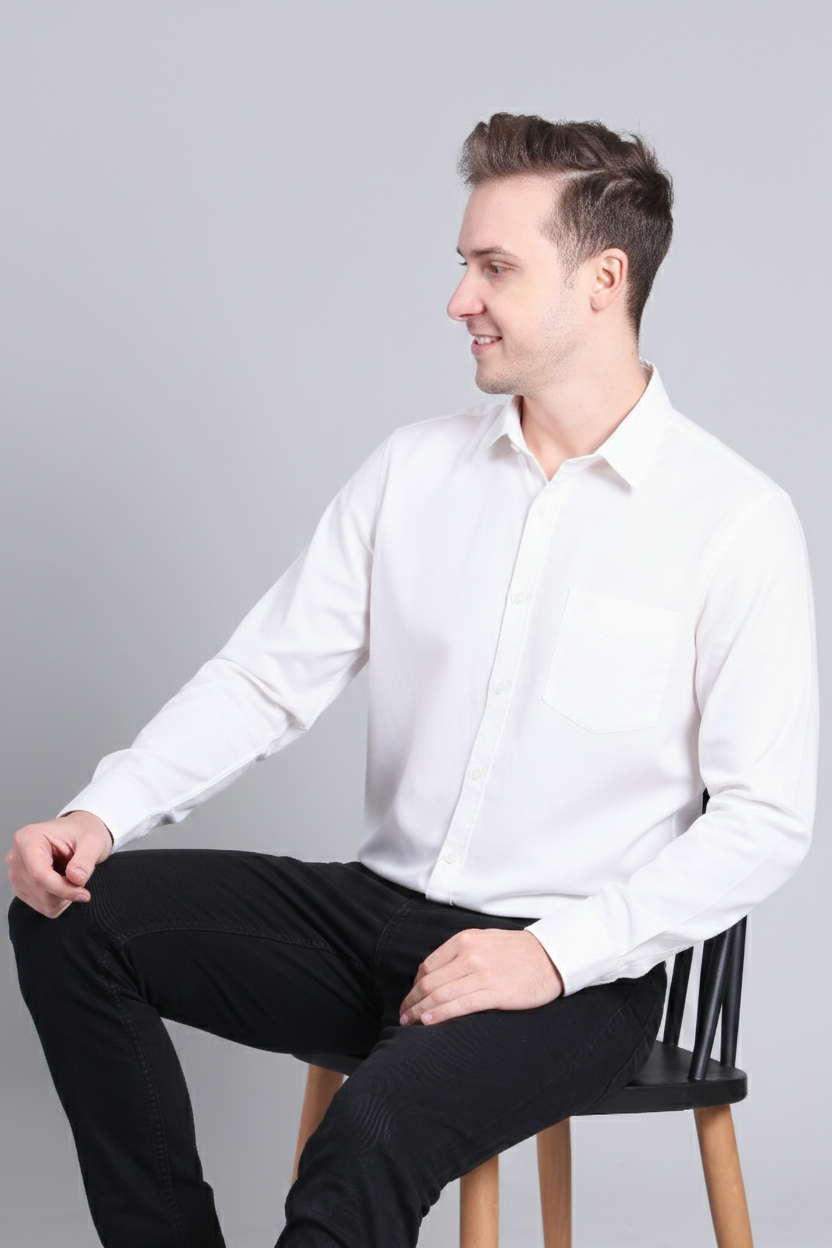 SOLID WHITE COTTON SHIRT