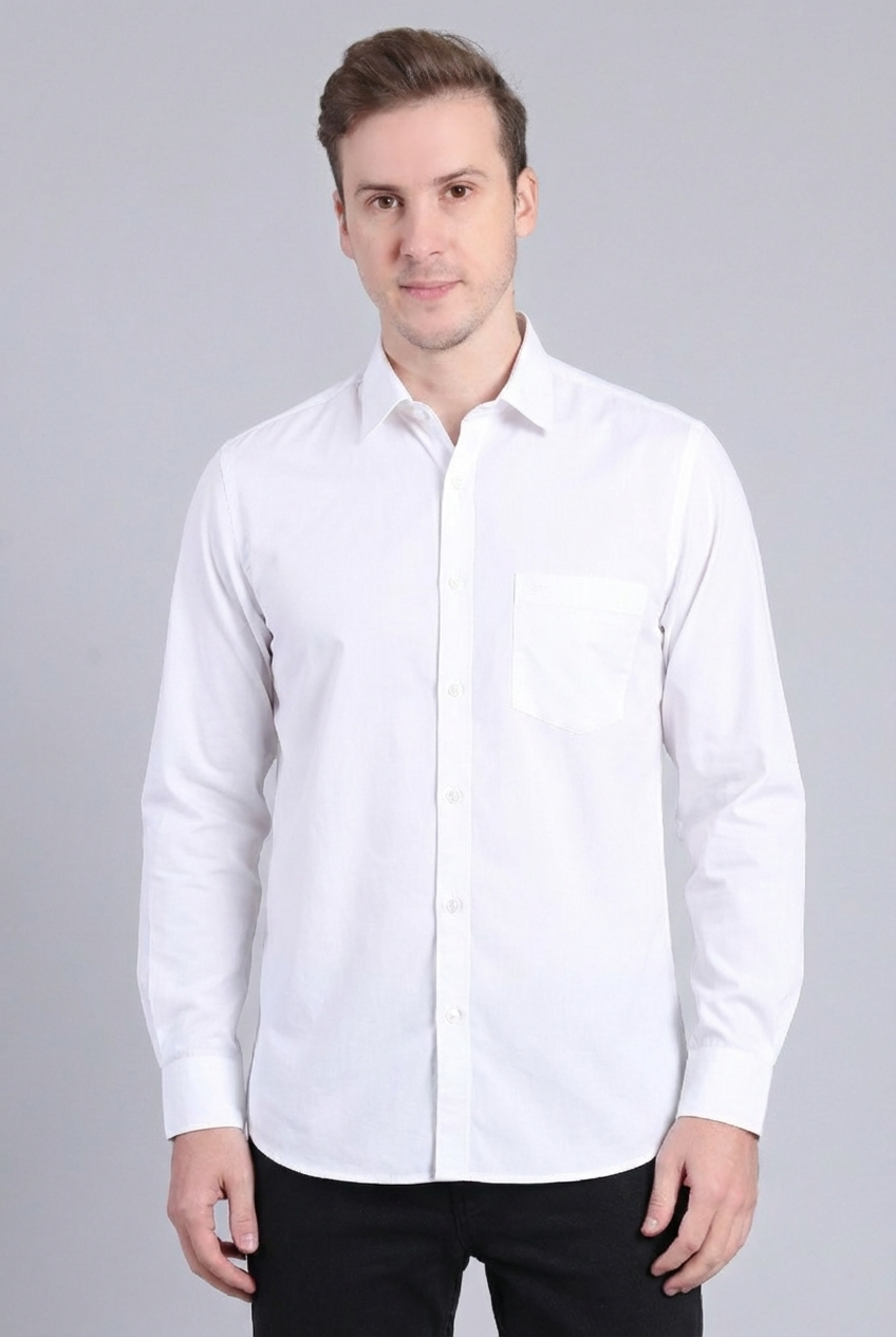 SOLID WHITE COTTON SHIRT