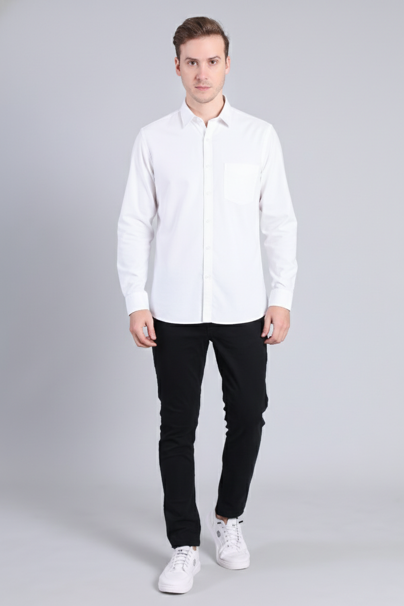 SOLID WHITE COTTON SHIRT
