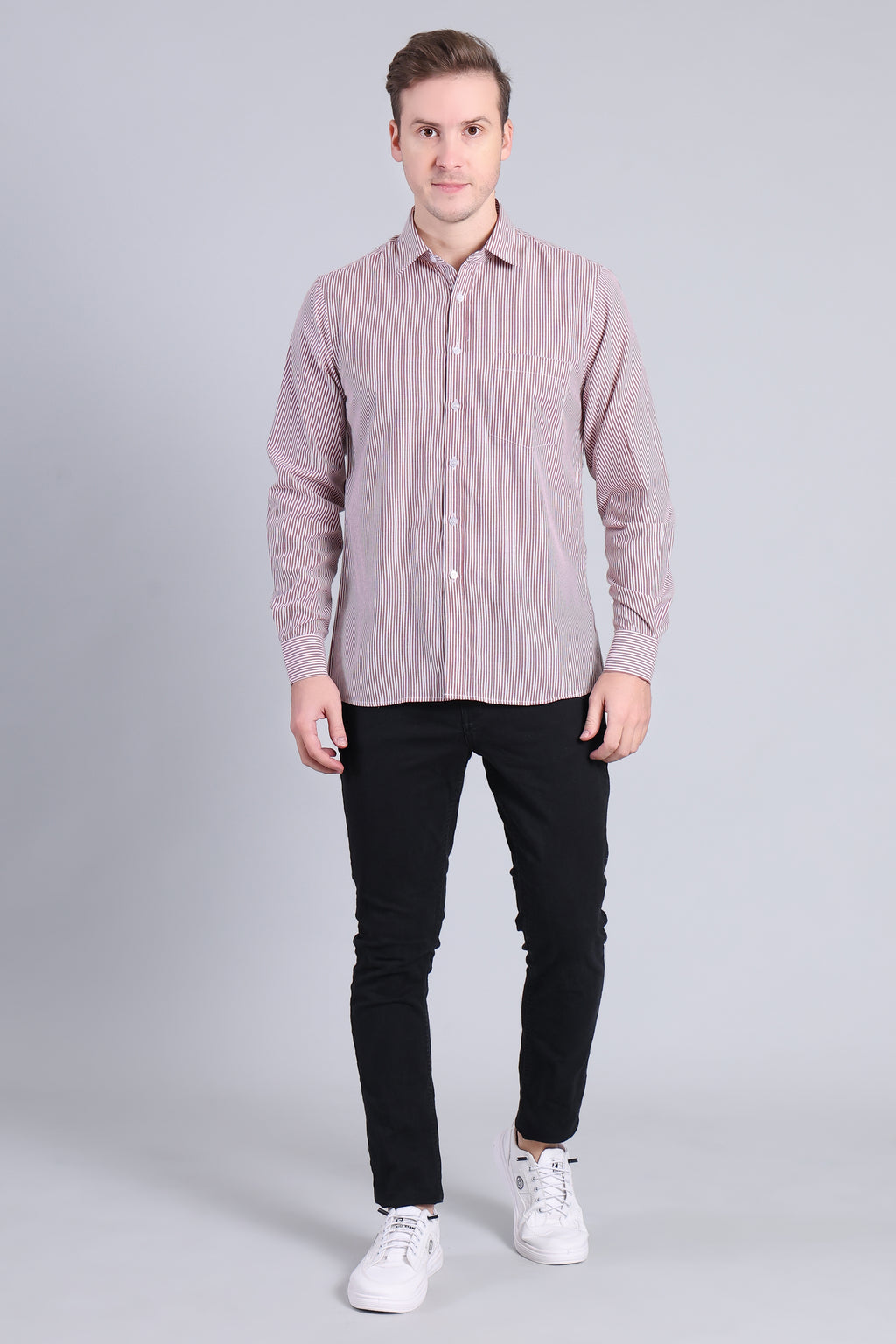 BROWN PIN STRIPES SHIRT