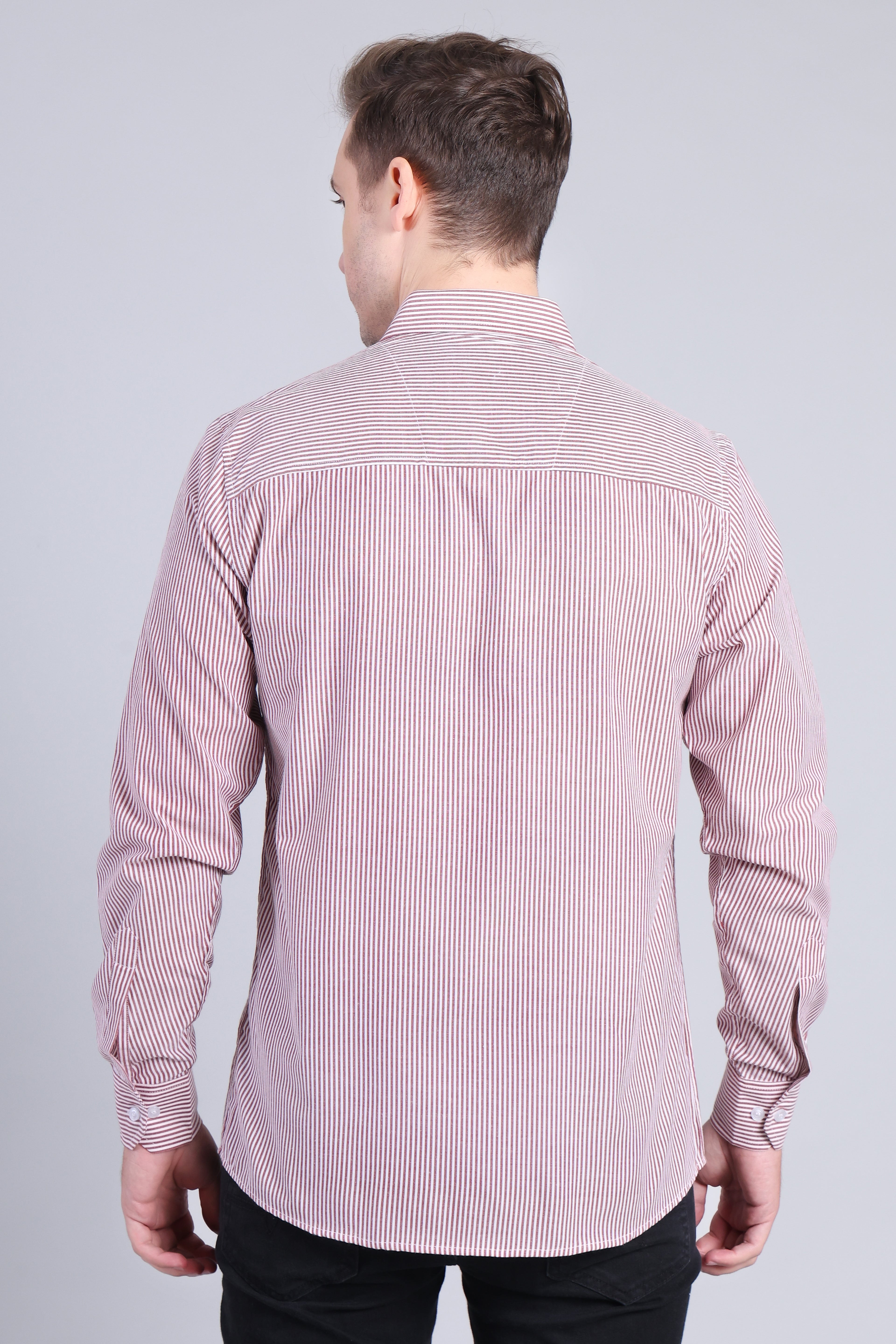 BROWN PIN STRIPES SHIRT