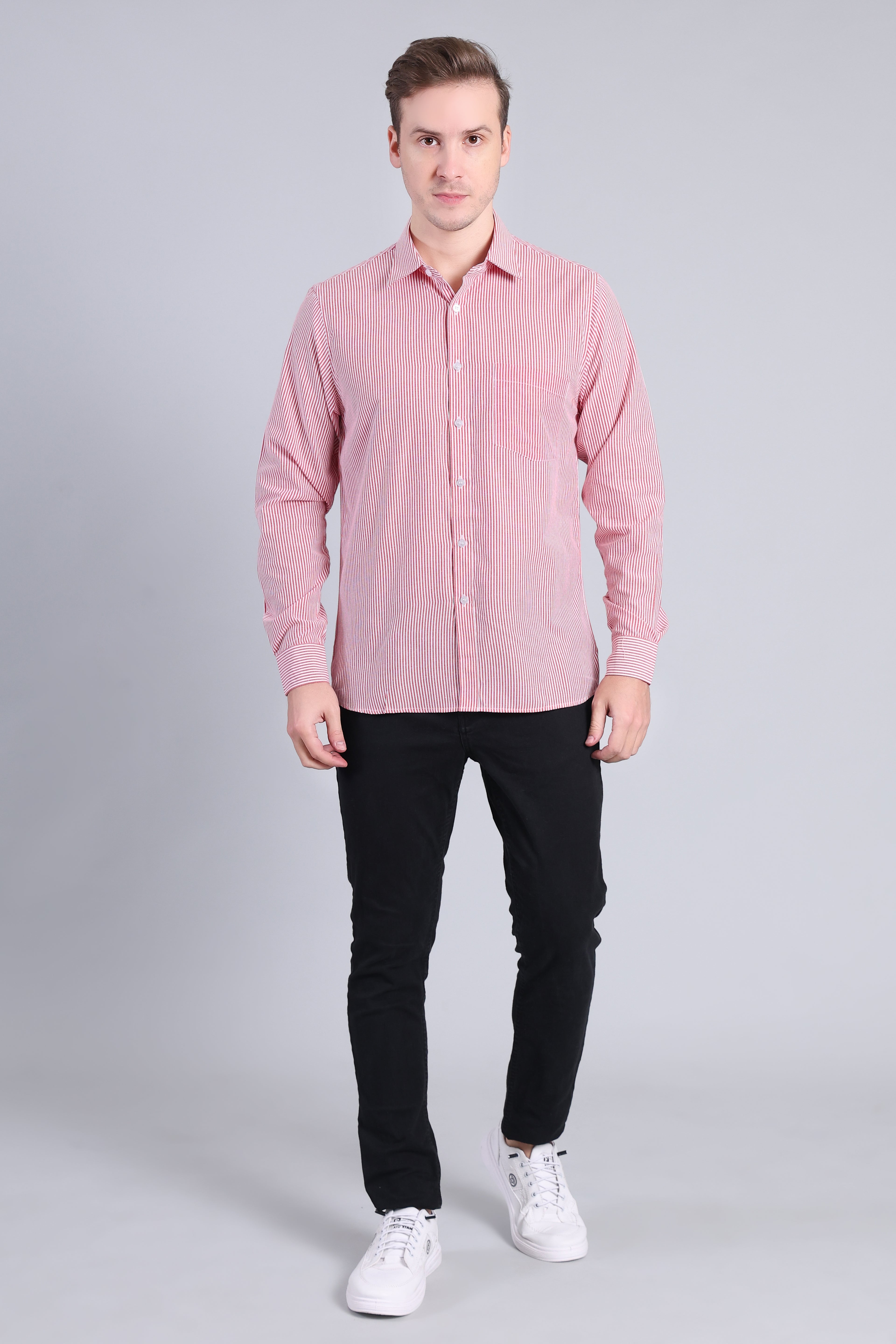 RED PIN STRIPES SHIRT