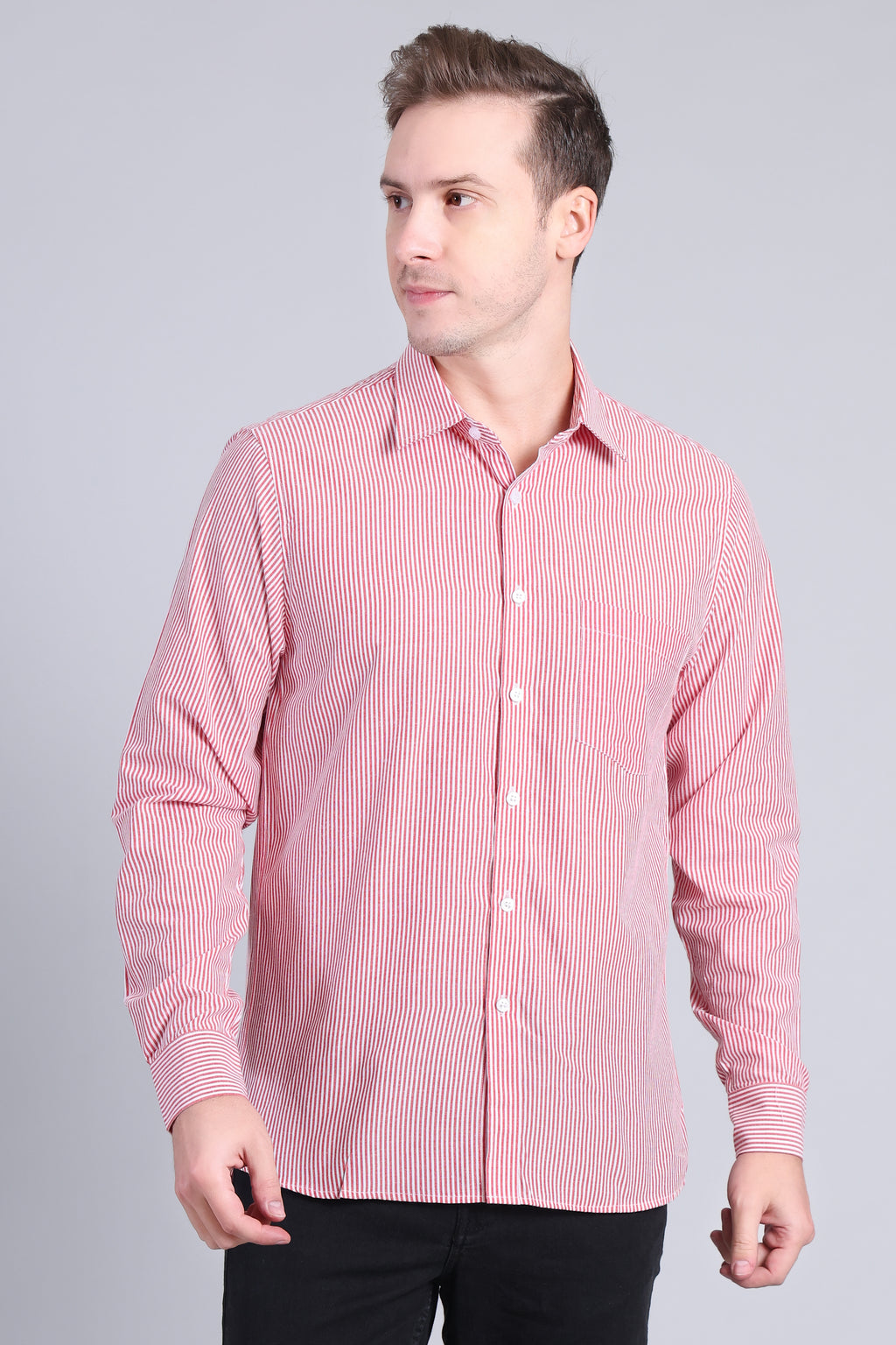 RED PIN STRIPES SHIRT