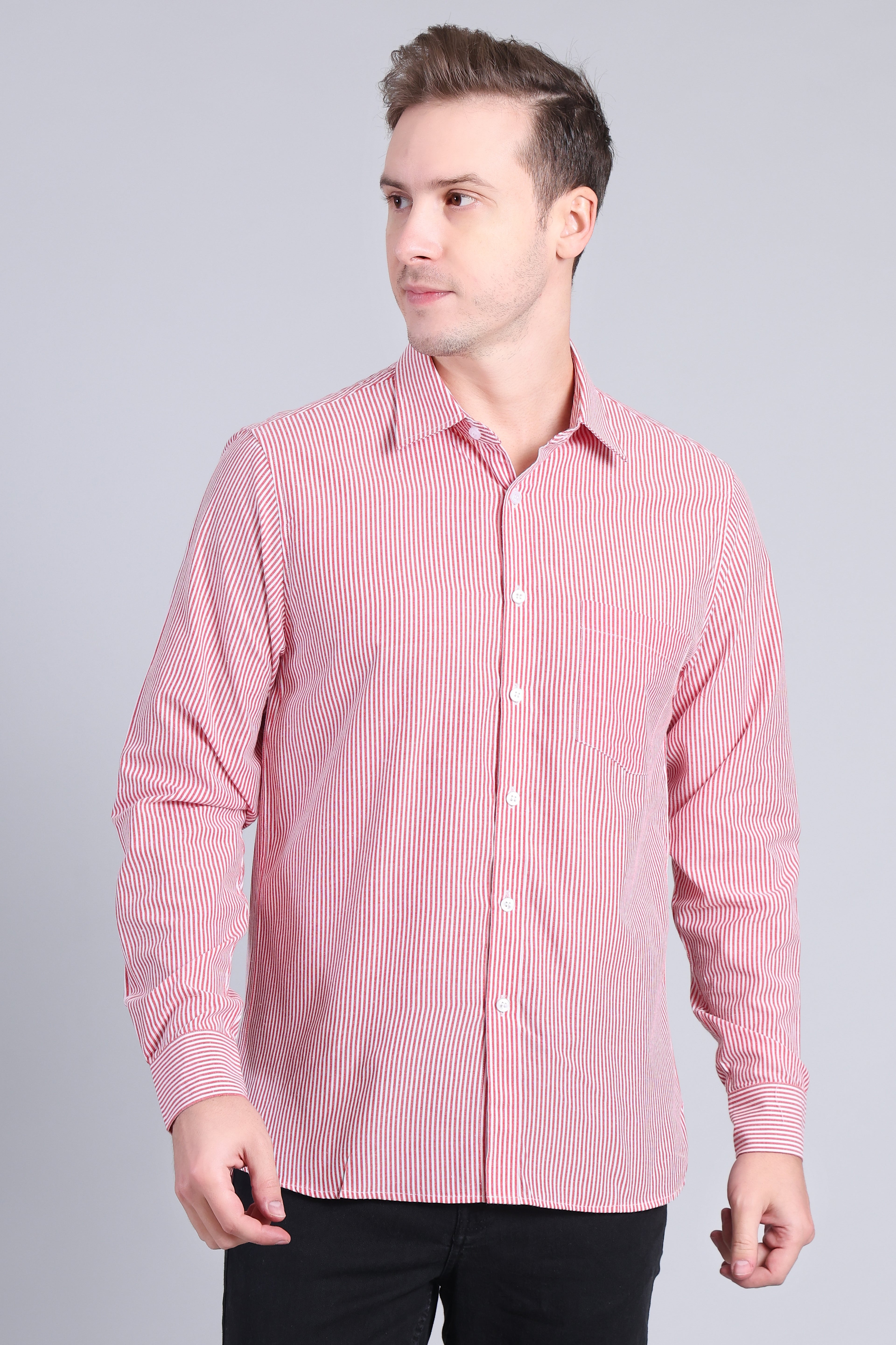 RED PIN STRIPES SHIRT