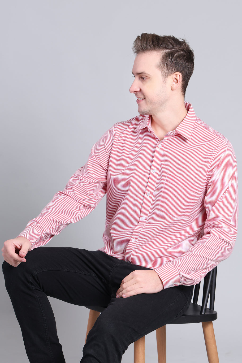 RED PIN STRIPES SHIRT