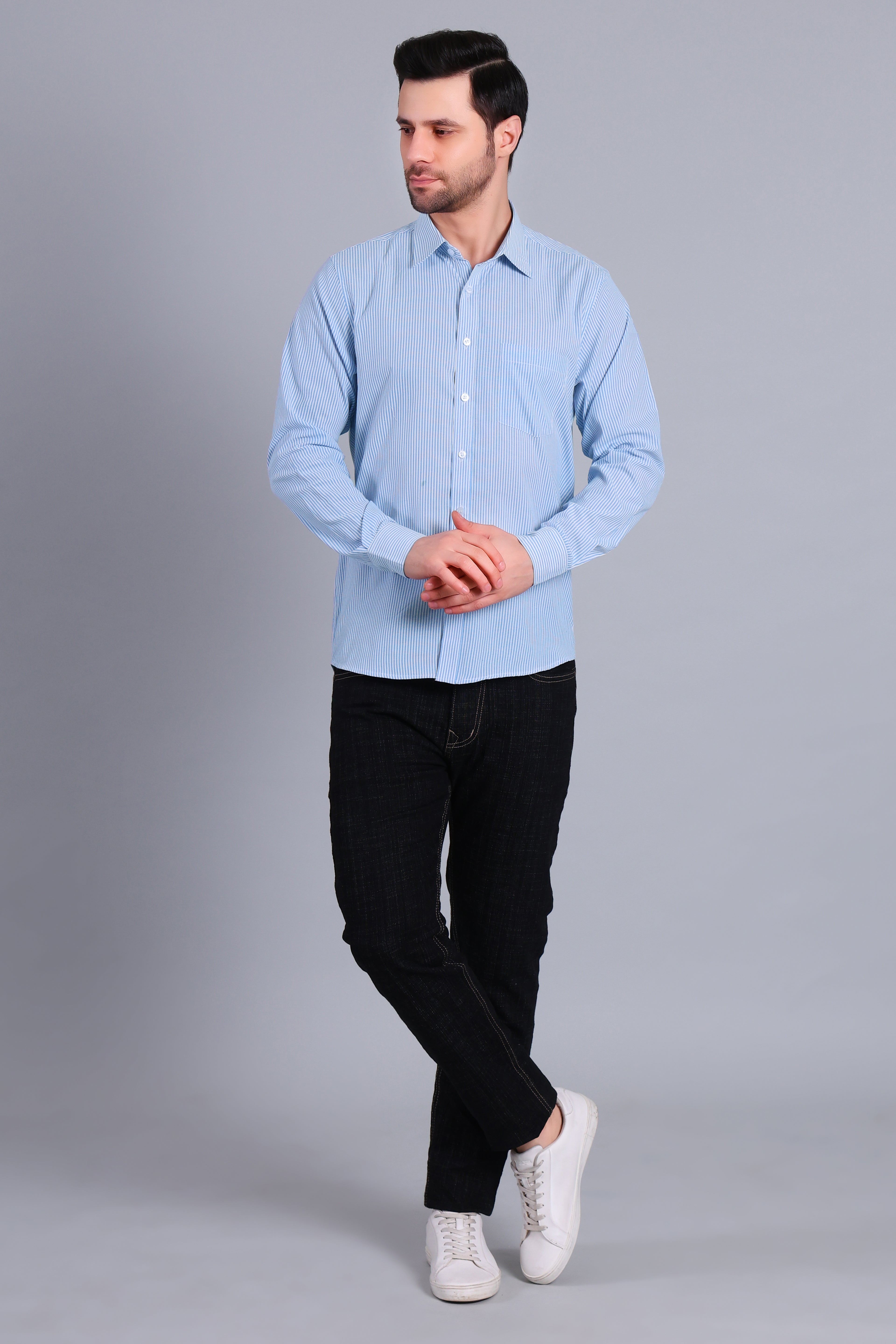 BLUE PIN STRIPES SHIRT