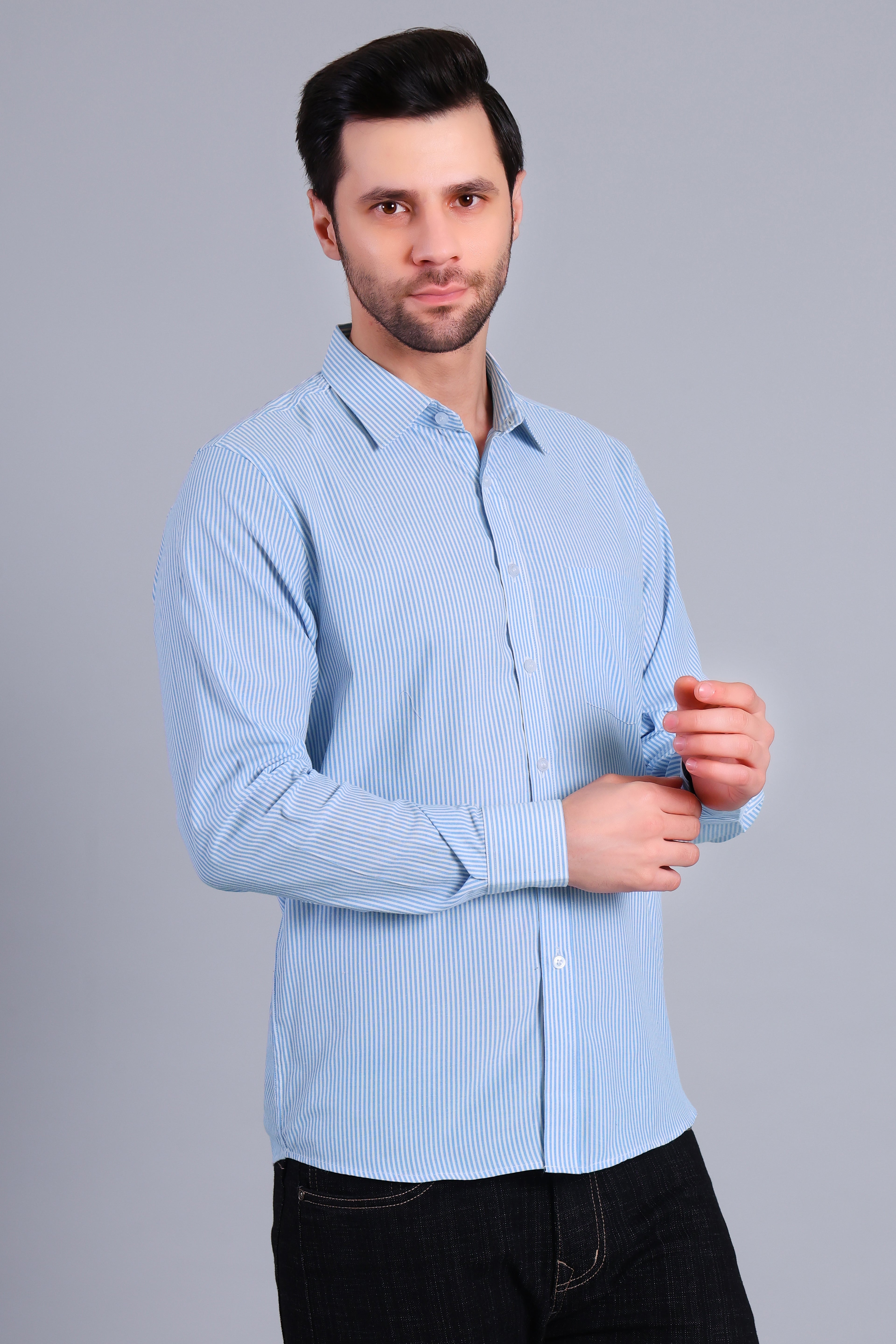 BLUE PIN STRIPES SHIRT