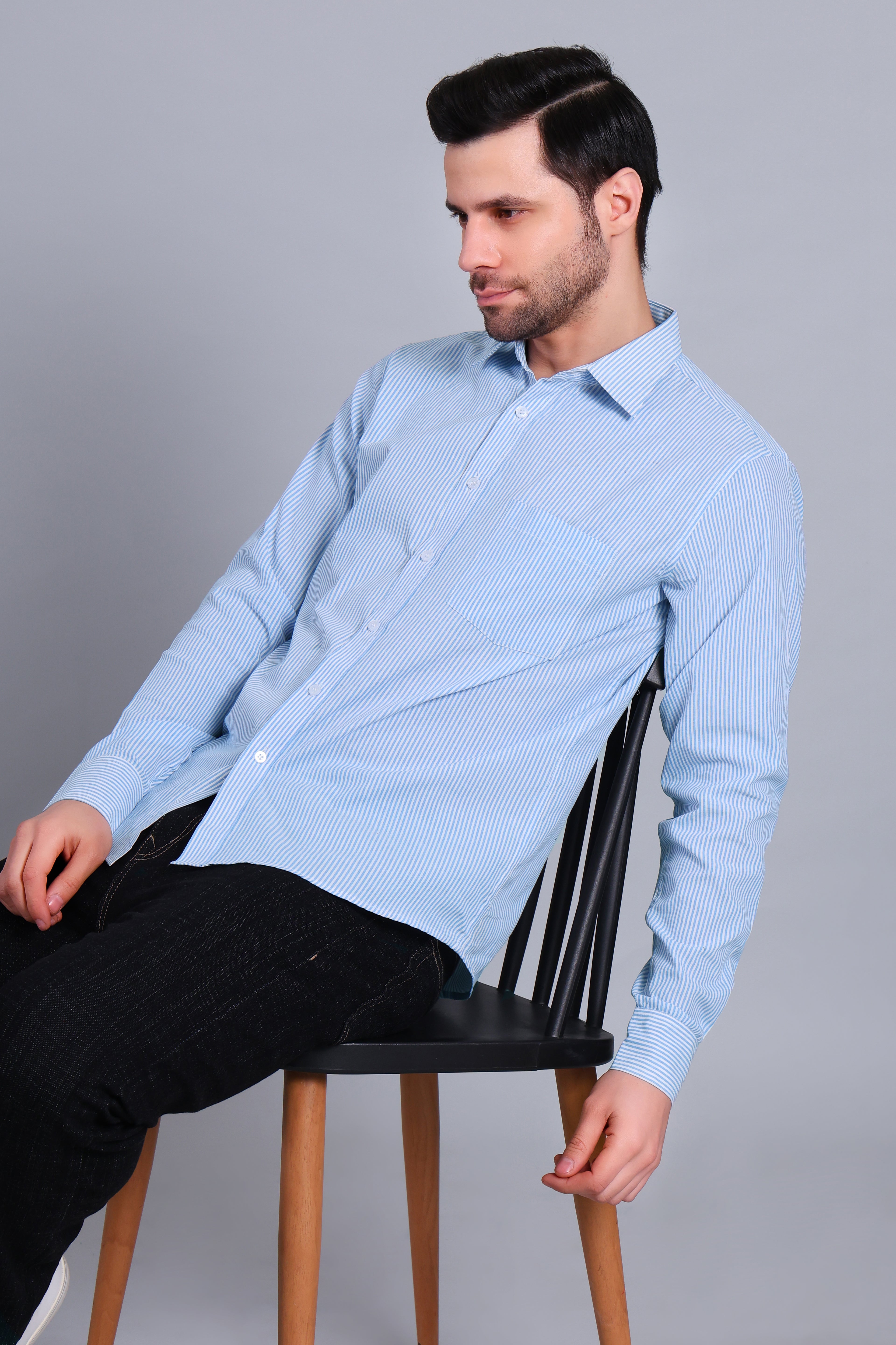 BLUE PIN STRIPES SHIRT
