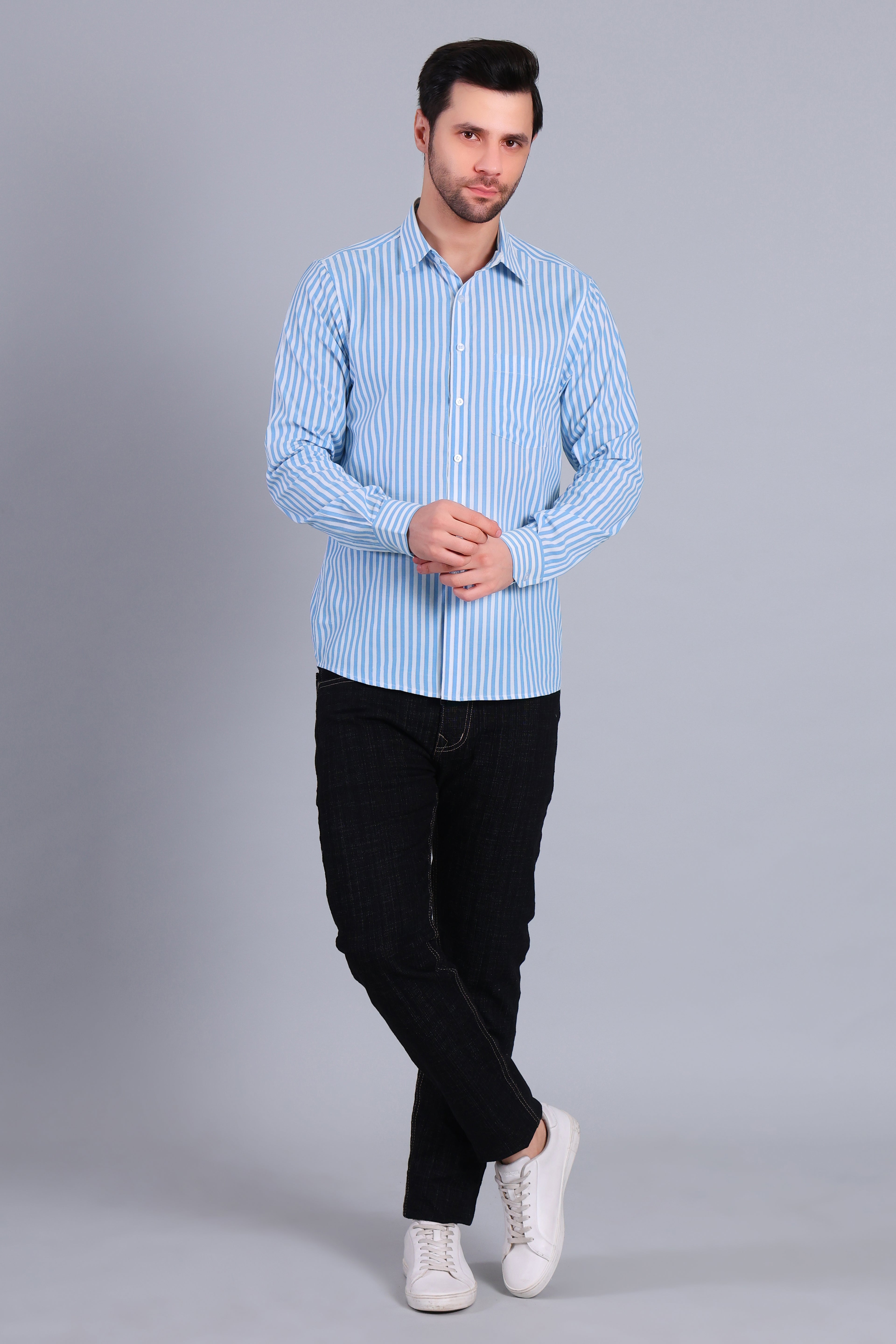 BLUE BROAD STRIPES SHIRT