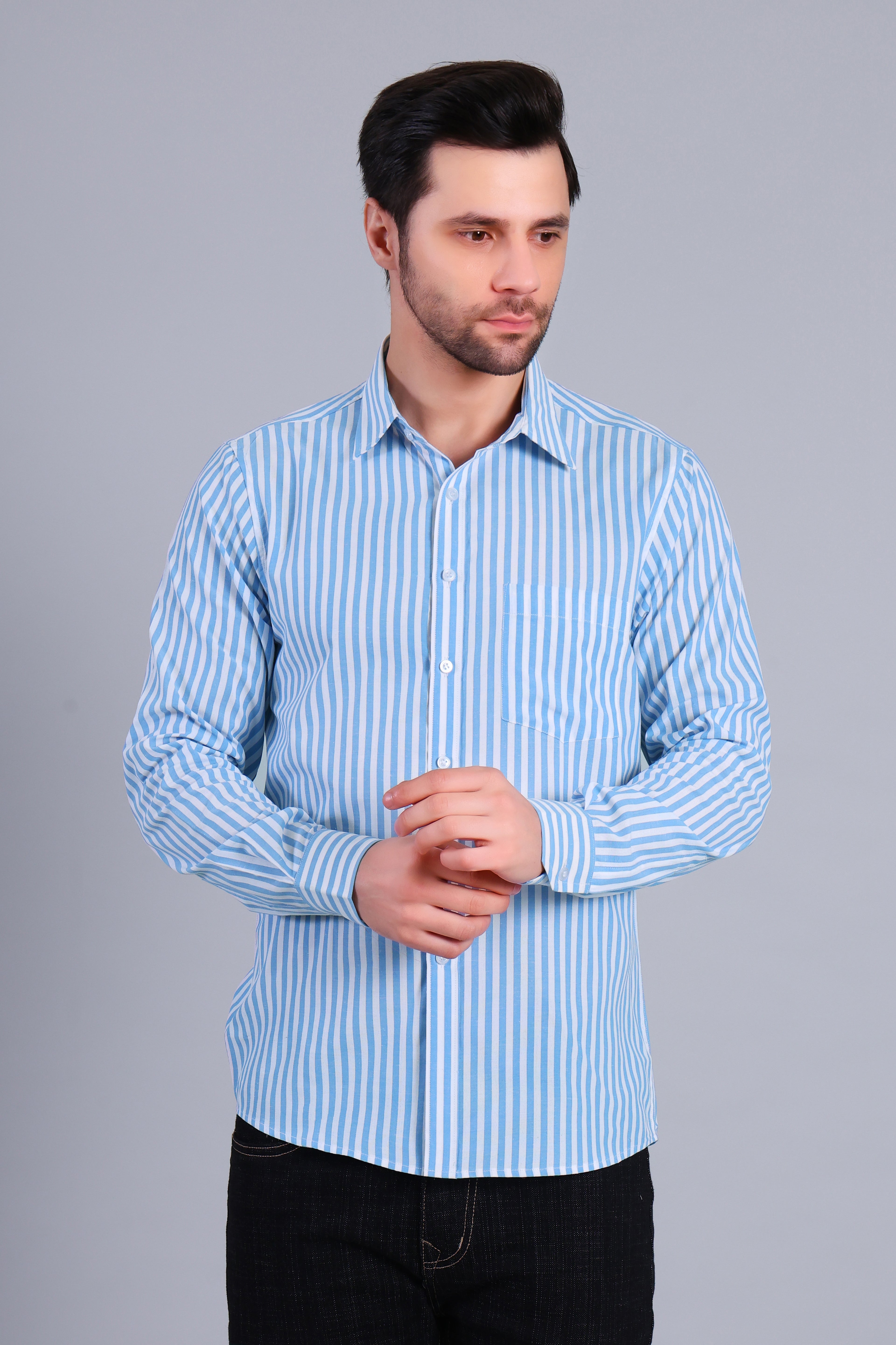 BLUE BROAD STRIPES SHIRT