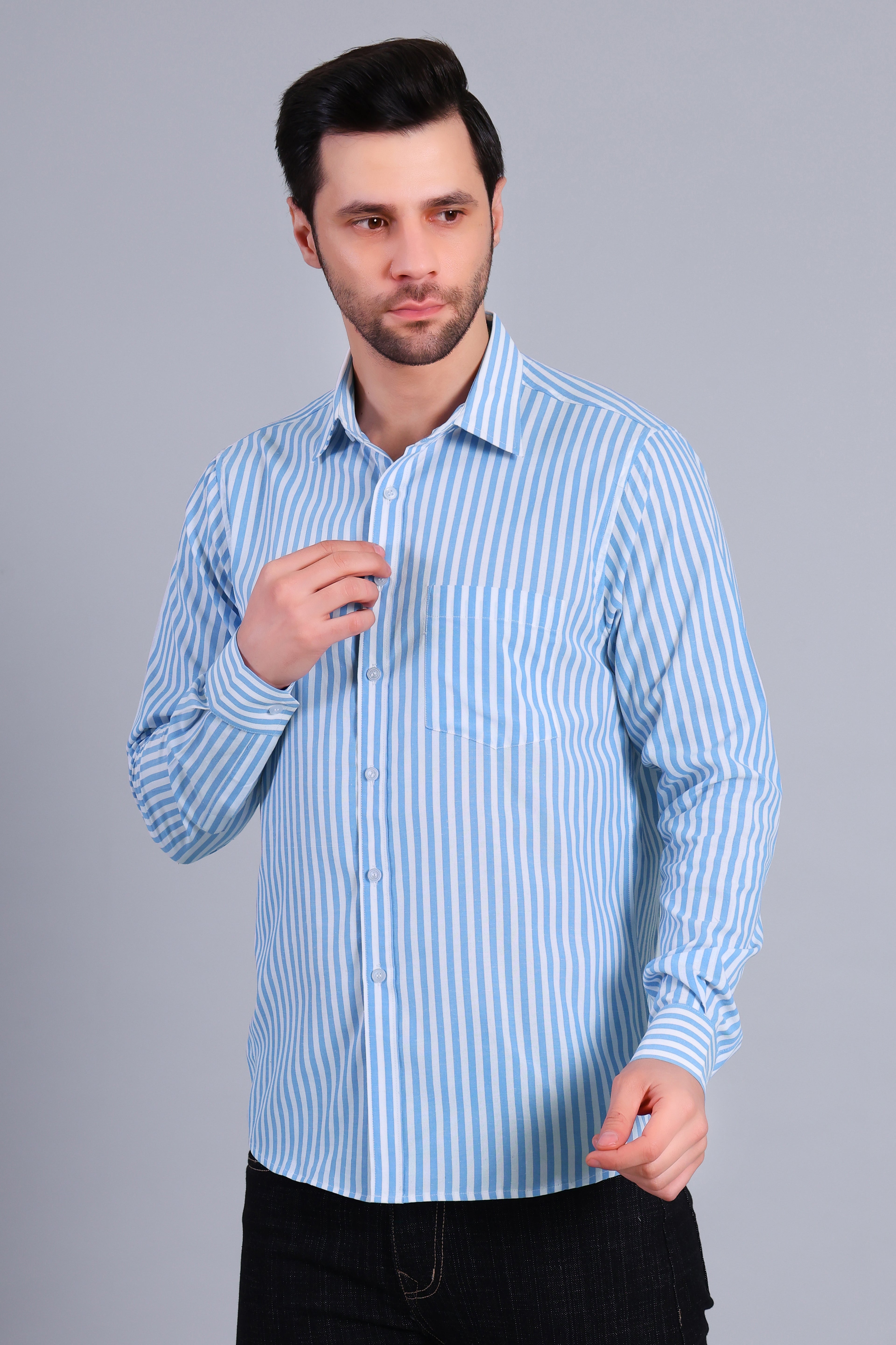 BLUE BROAD STRIPES SHIRT
