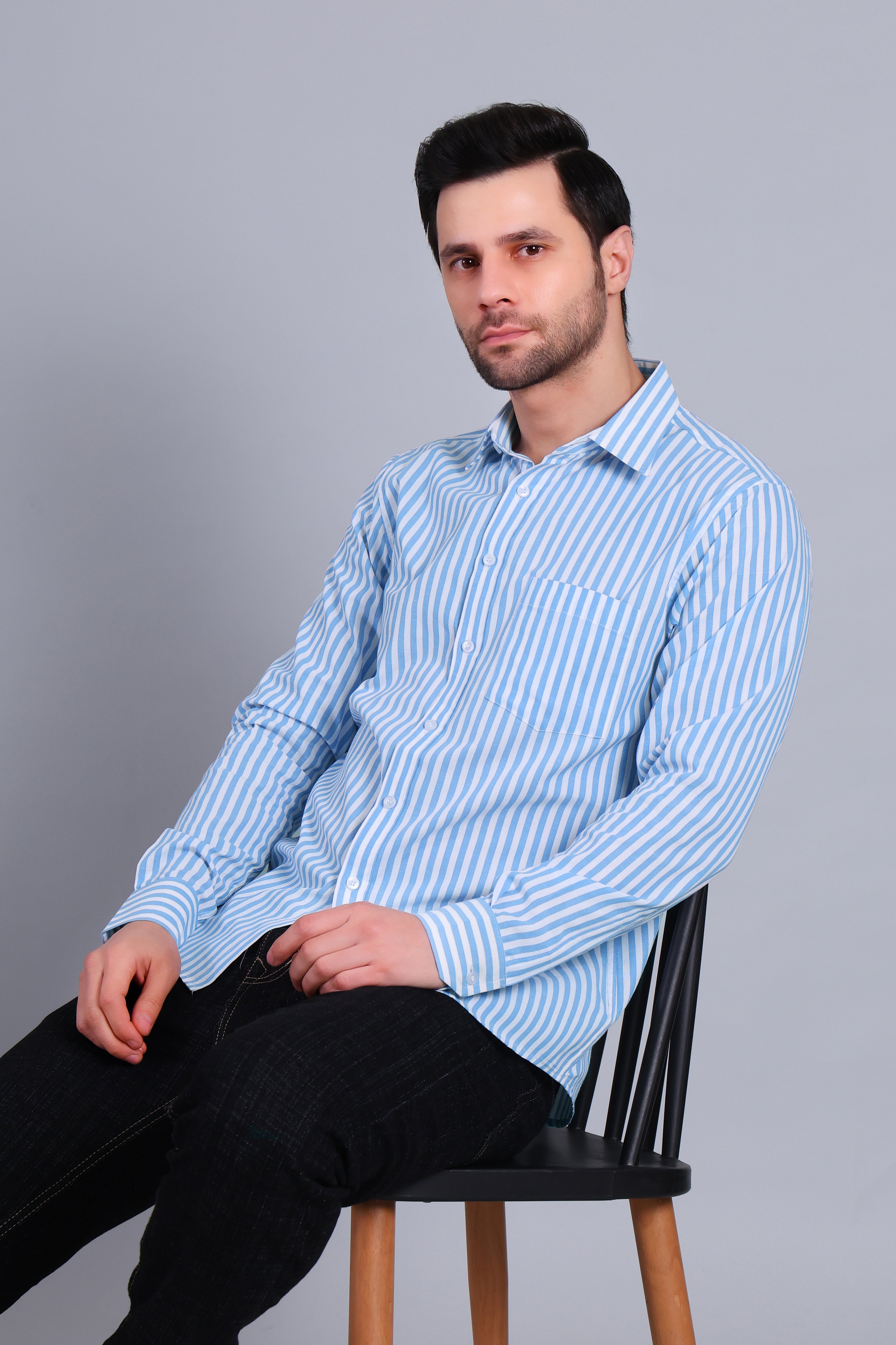 BLUE BROAD STRIPES SHIRT