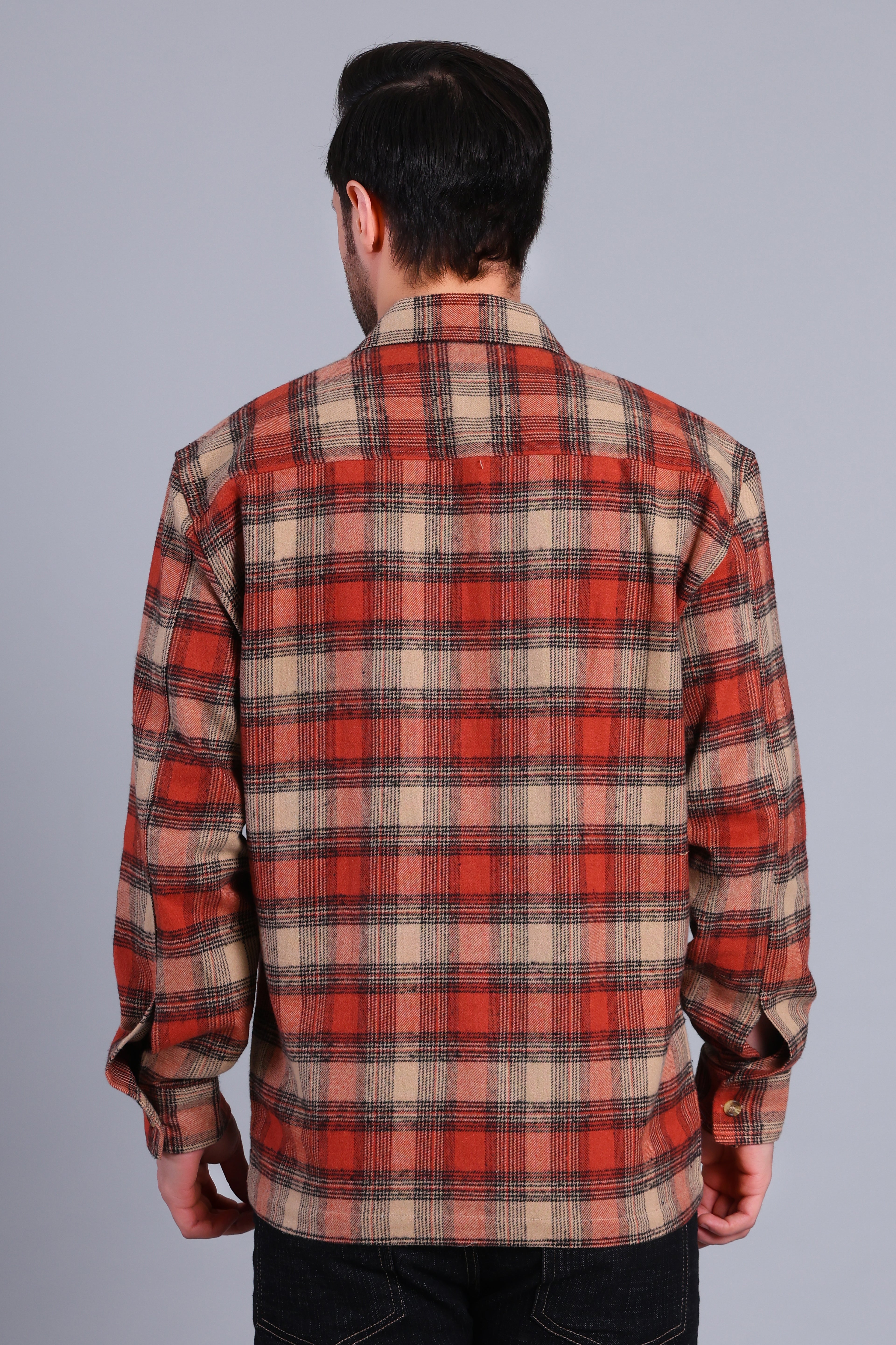 KHAKI SHACKET OF BRUSHED FABRIC