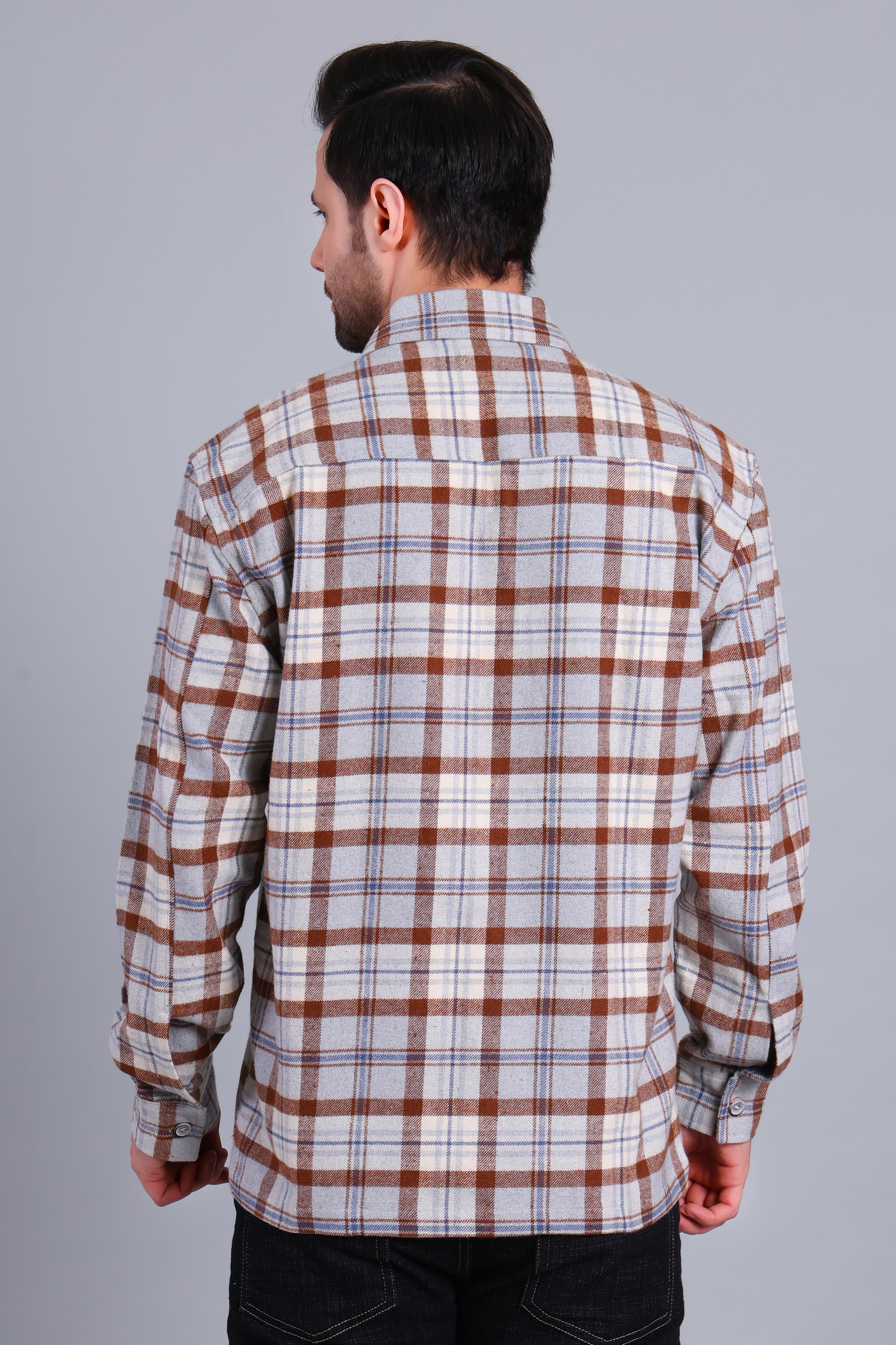 GREY SHACKET OF BRUSHED FABRIC