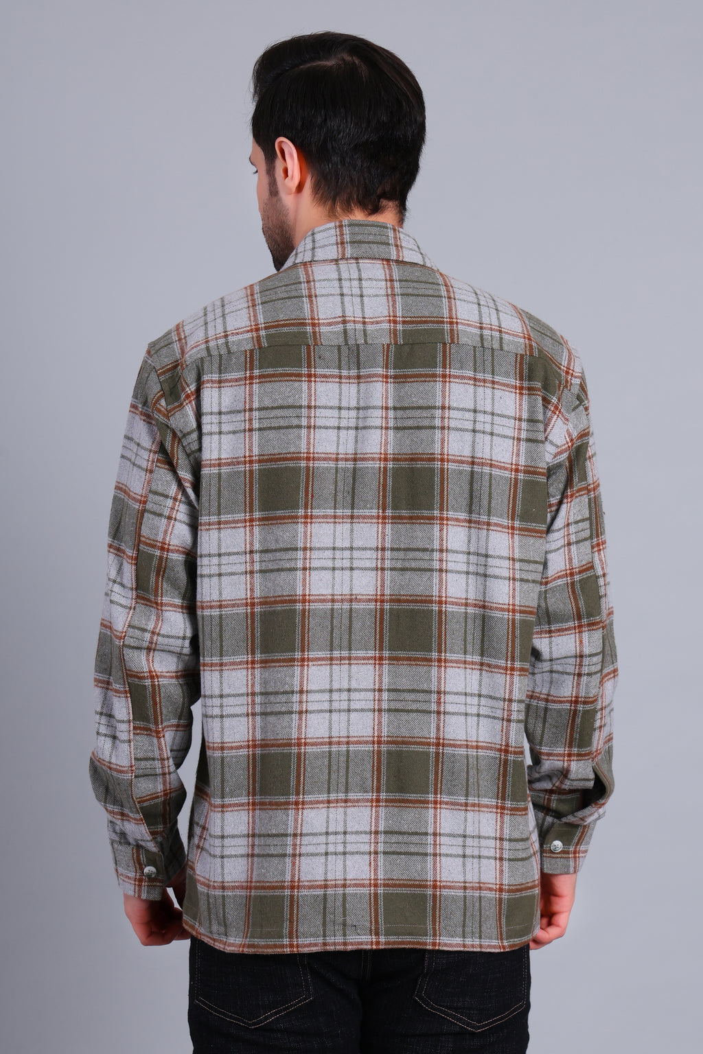 OLIVE GREEN SHACKET OF BRUSHED FABRIC