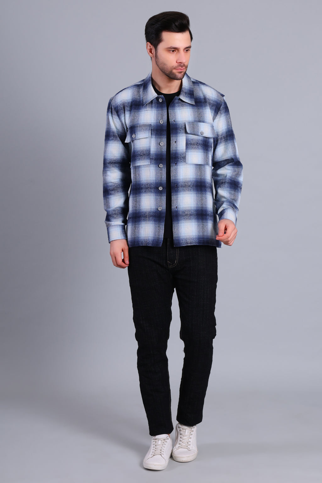 BLUE SHACKET OF BRUSHED FABRIC