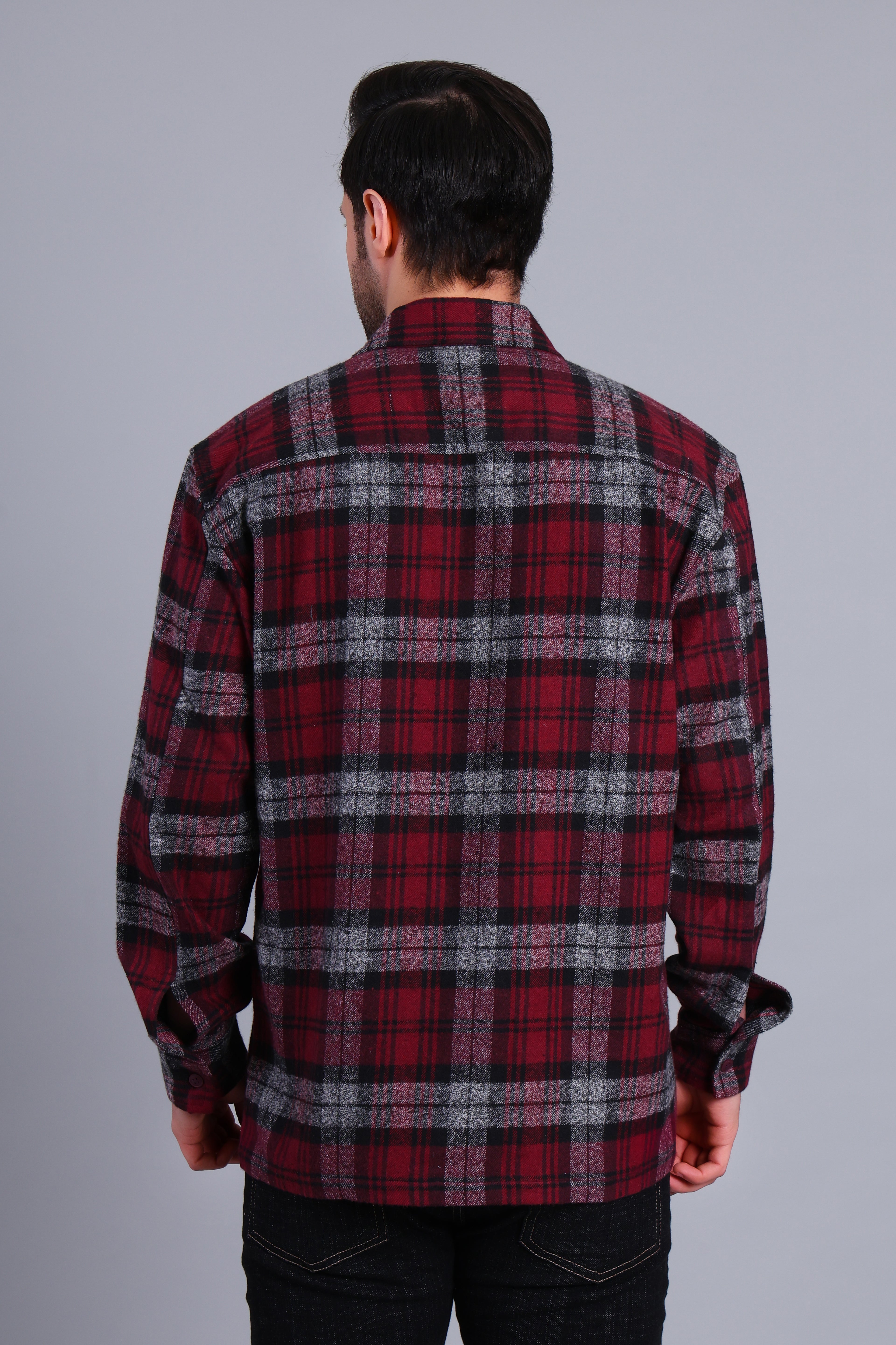 MAROON SHACKET OF BRUSHED FABRIC