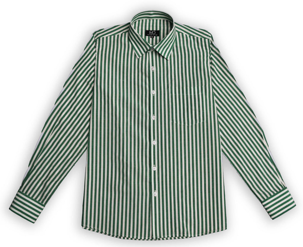 DARK GREEN BROAD STRIPES SHIRT