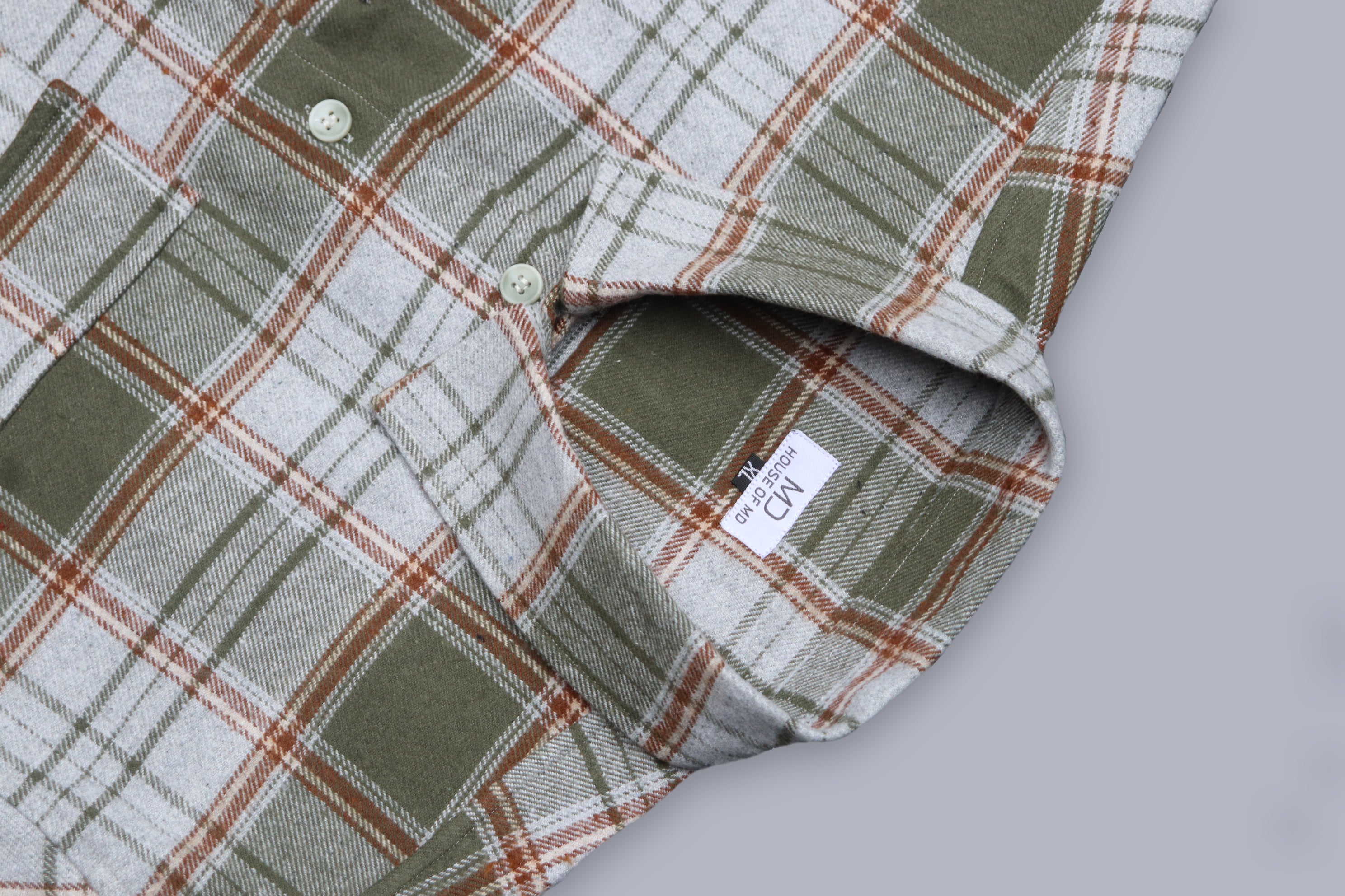 OLIVE GREEN SHACKET OF BRUSHED FABRIC