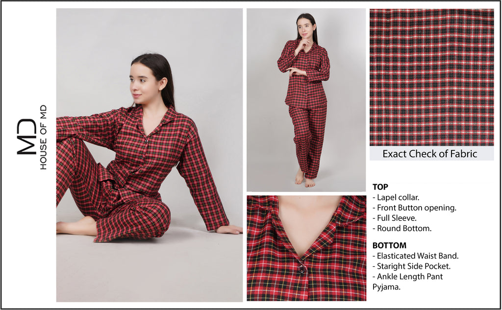 RED CHECKED NIGHT SUIT